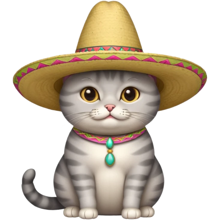 Fat gray cat wearing sombrero emoji