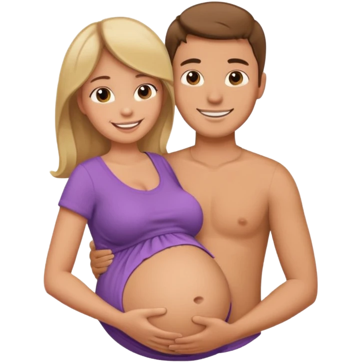 Boyfriend holding pregnant girlfriends belly emoji