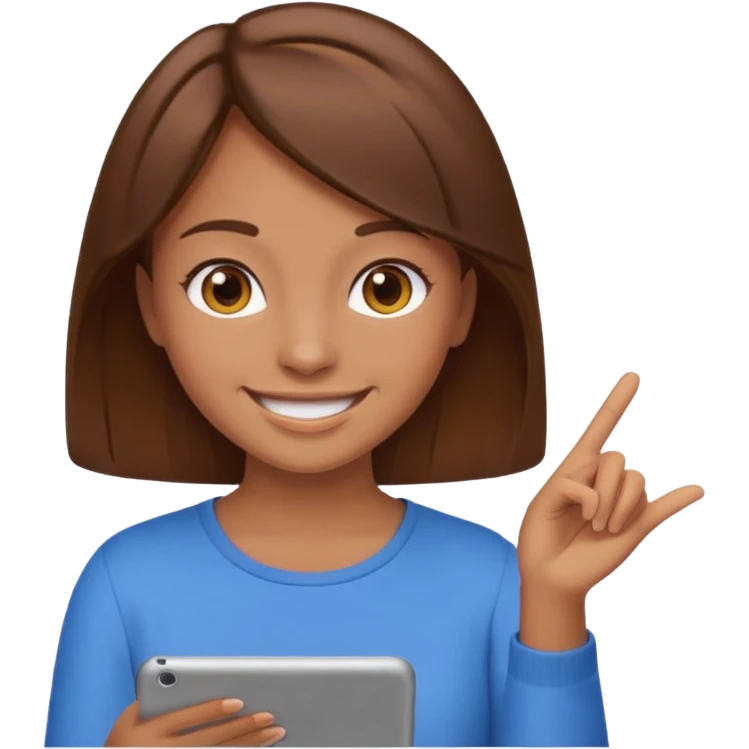 Make an emoji of a girl (no glasses) with brown hair who is teaching how to make an emoji emoji