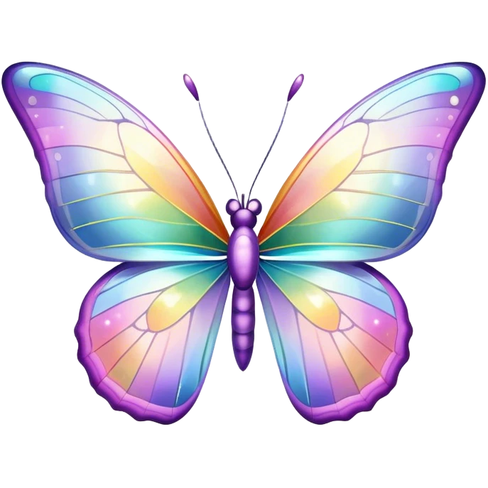 Pastel sparkly glittery iridescent rainbow transparent butterfly emoji