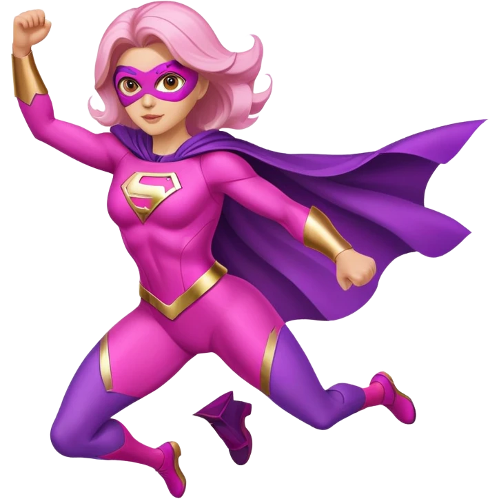 pink violet woman superhero flying emoji