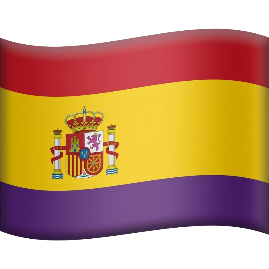 an emoji for the flag of the second spanish republic, having three stripes of the SAME width, one red, one yellow and one purple, whilst including the 1931 spanish coat of arms which had a castle instead of a crown and no monarchy symbol, in the middle. emoji