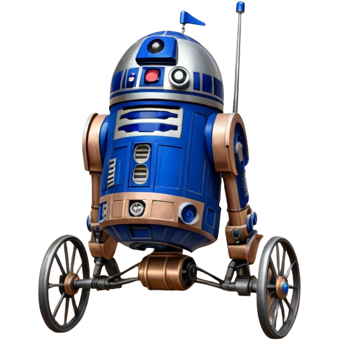 Action in Old American West tarnished R2D2 bounty policeman in 1854 delicately ornate rosegold accents painted buggy powered by electric motors and batteries with safety features and belts flying rapidly across rough dusty terrain stable on strong agile futuresteampunk suspension and steering  emoji