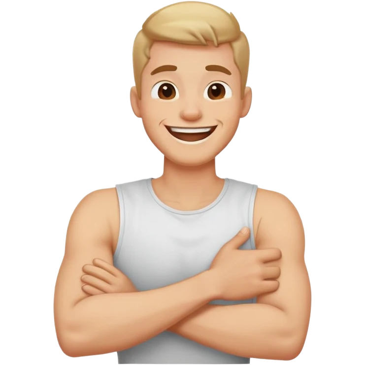 arms crossed holding neck laughing guy emoji