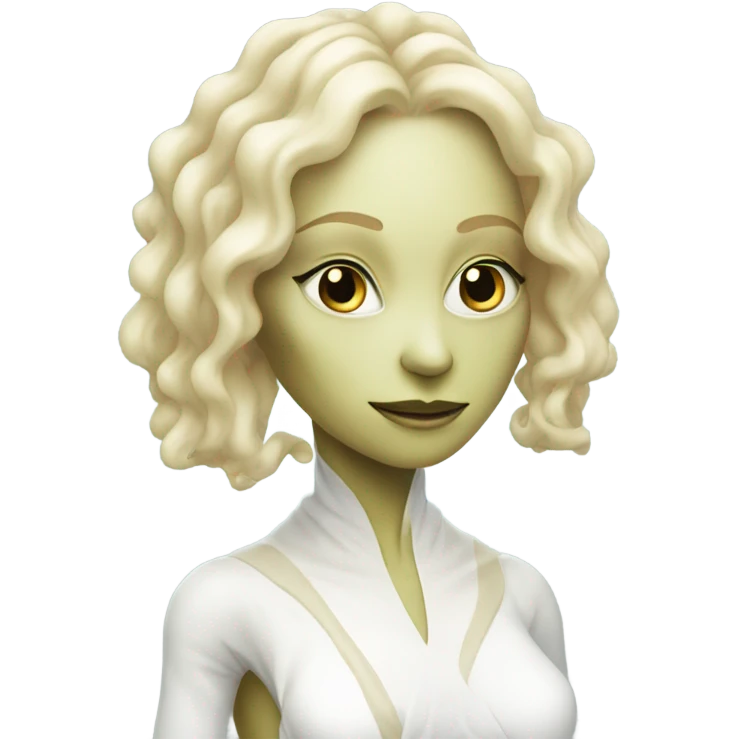 a reptilian alien blonde woman in white dress emoji