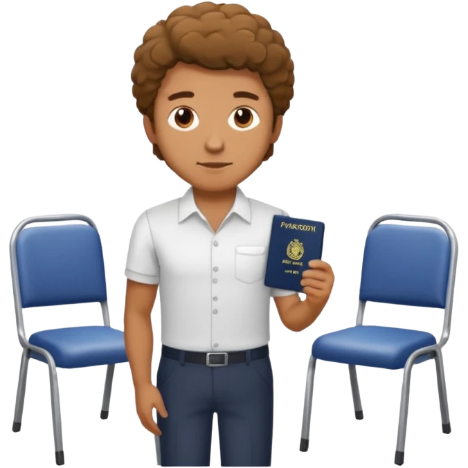 man with coily chairs passport emoji