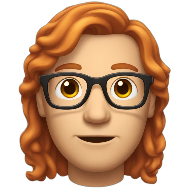 middle aged red head man with half length hair, wearing glasses emoji