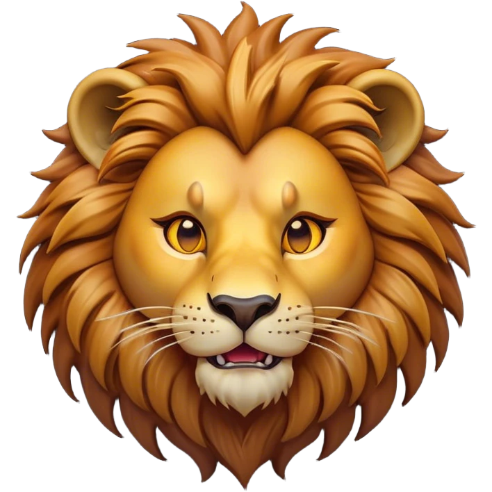 Cinematic Comical Lion Portrait Emoji, Head tilted dramatically with an exaggeratedly amused expression, featuring a striking tawny Fur with a flamboyant mane and wide, expressive amber eyes filled with playful disbelief, Simplified yet hilariously expressive features, highly detailed, glowing with a slightly sassy glow, high shine, dramatic yet playful, stylized with an air of cheeky jungle mischief, bright and endearing, soft glowing outline, capturing the essence of a spirited and over-the-top lion, so meme-worthy it feels like it could roar its way into internet fame instantly! emoji