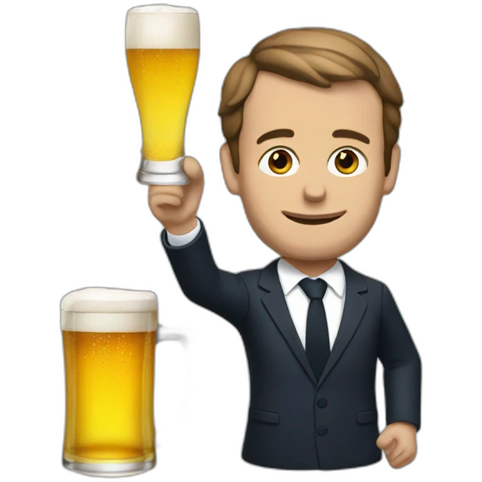 Macron with a beer emoji