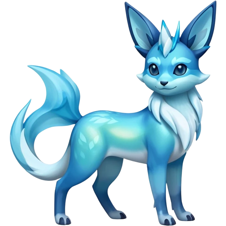 Colorful Iridescent Exotic Amaura-Aurorus-Glaceon-Fakémon-hybrid-creature (full body)  emoji