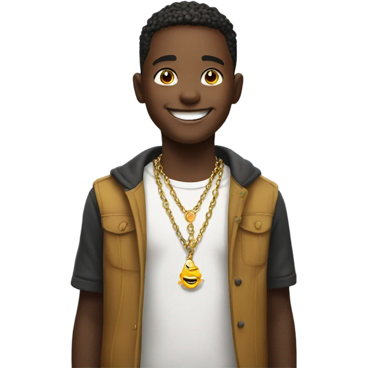 smiling boy with necklace indoors emoji