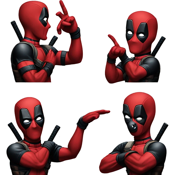 Deadpool doing hand gesture while talking emoji