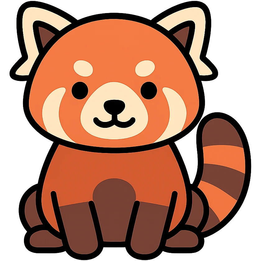 cute red panda icon with color outline emoji