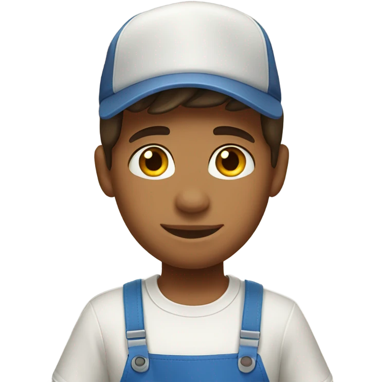 Boy brown hair Costco apron and hat emoji