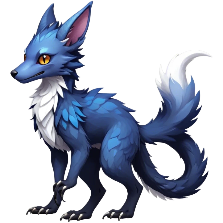 Epic Feral Rare Fantasy shiny dark Vernid-Sergal-Trico-species by LiLaiRa, random markings, tufted tail, tufted ears, full body emoji