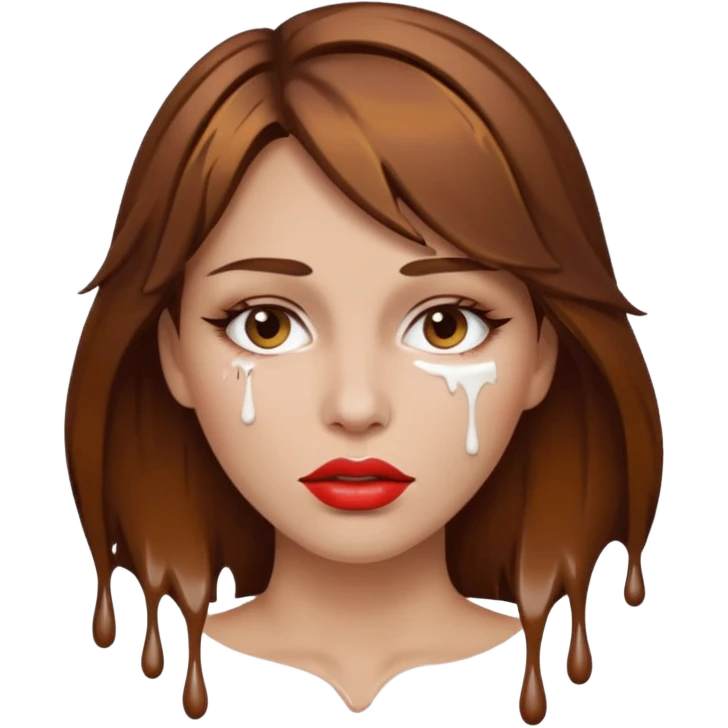 Brown Hair, Woman, white paint drip, face, hot, Sexy, lips emoji