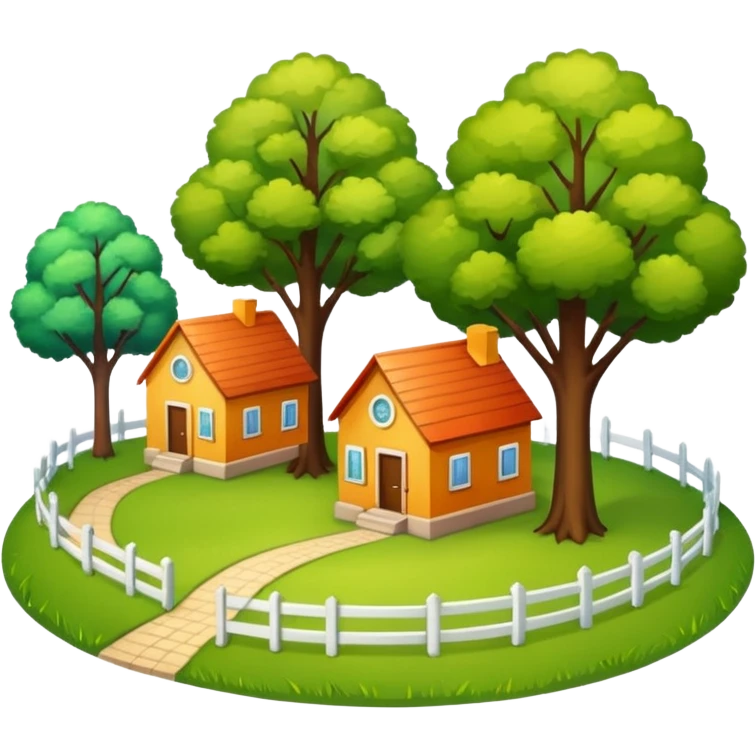 a realistic plot of land with trees and houses emoji