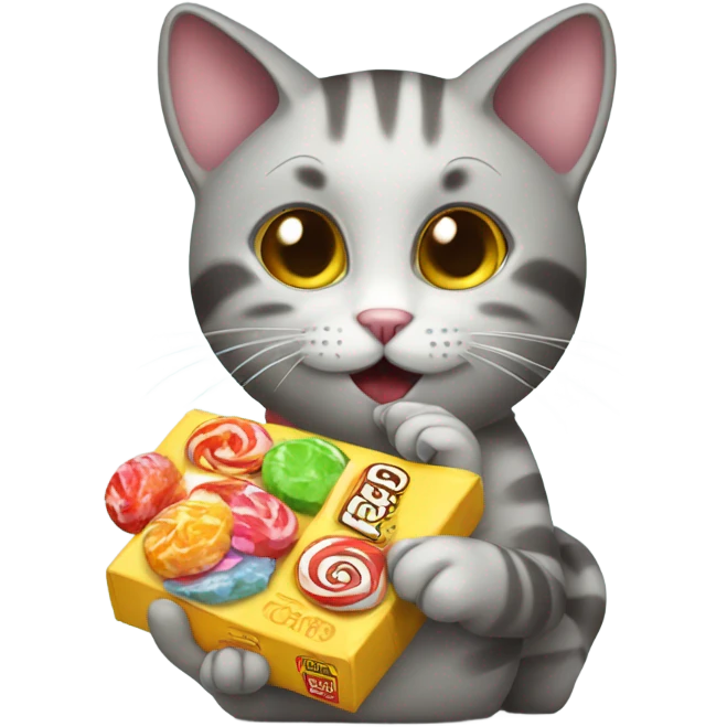 Cat eating candies emoji