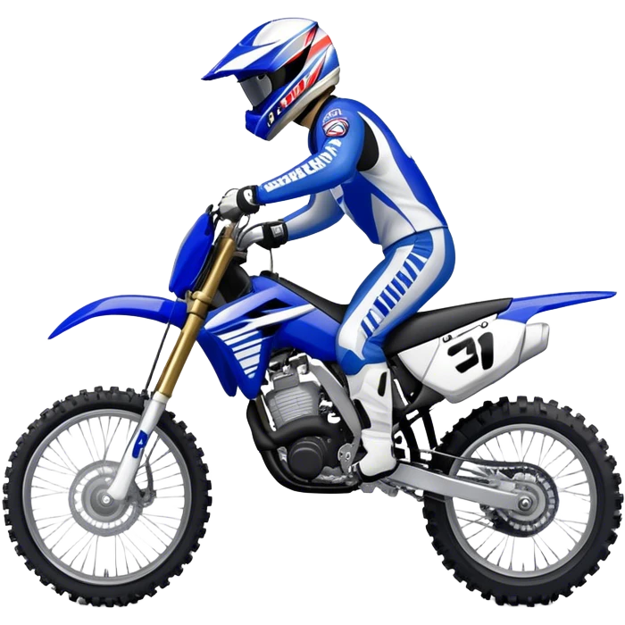 Moto cross bleu et blanc yamaha  emoji