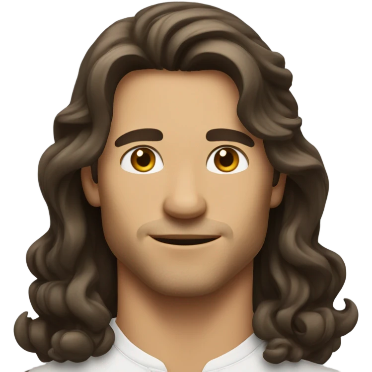 Handsome brunette man  with long hair emoji