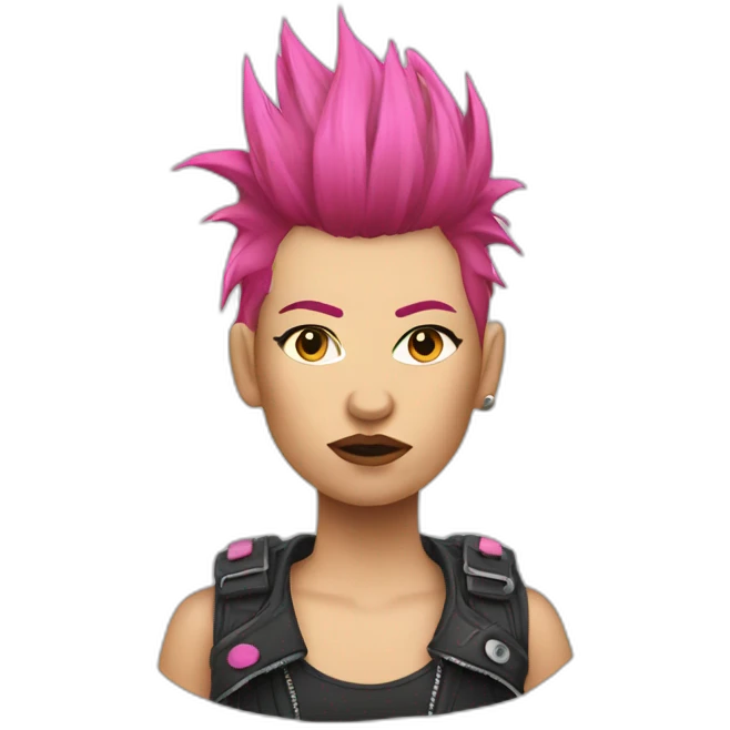 Woman Bruised punk with pink Mohawk emoji