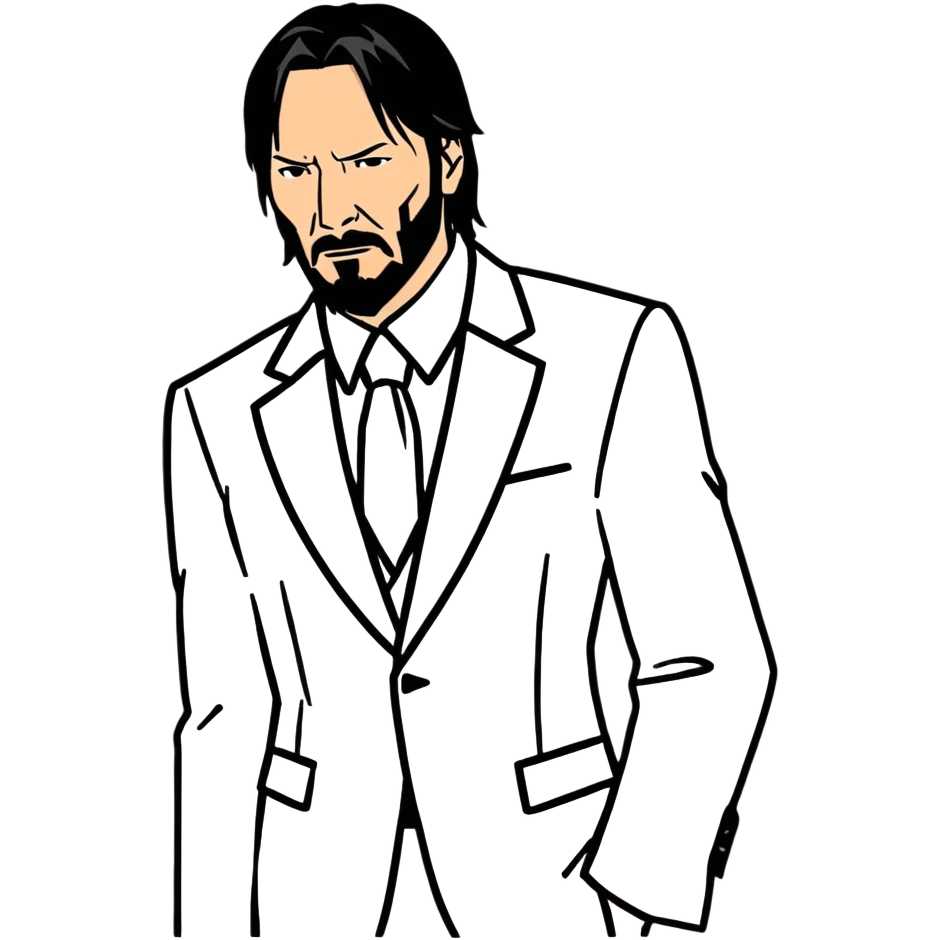 John Wick character with black suit, beard, and intense look emoji