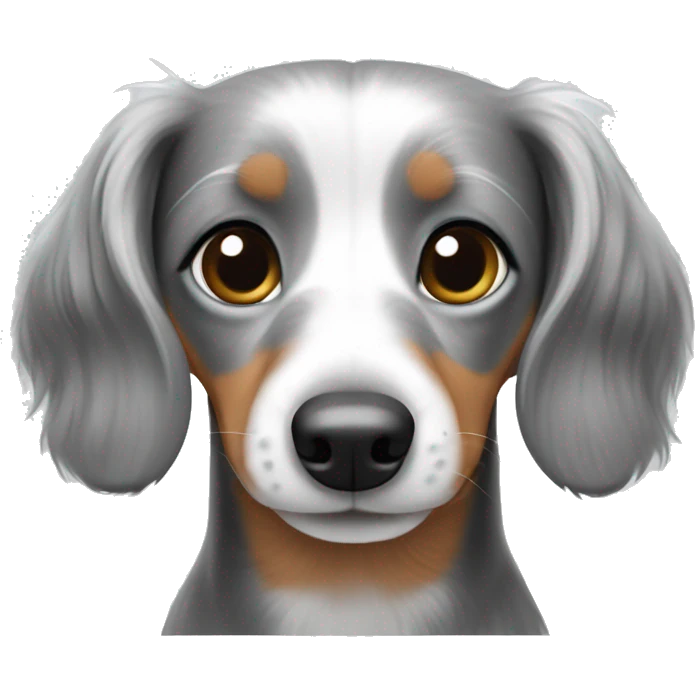 Fluffy dachshund white and grey emoji