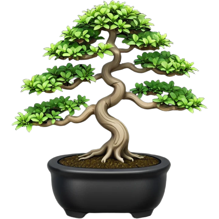 Bonsai Tree – Miniature tree in small pot, trimmed carefully, black pot emoji