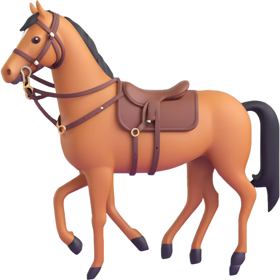 Hermès-style horse harness, modern interpretation, sleek lines, 3D style emoji