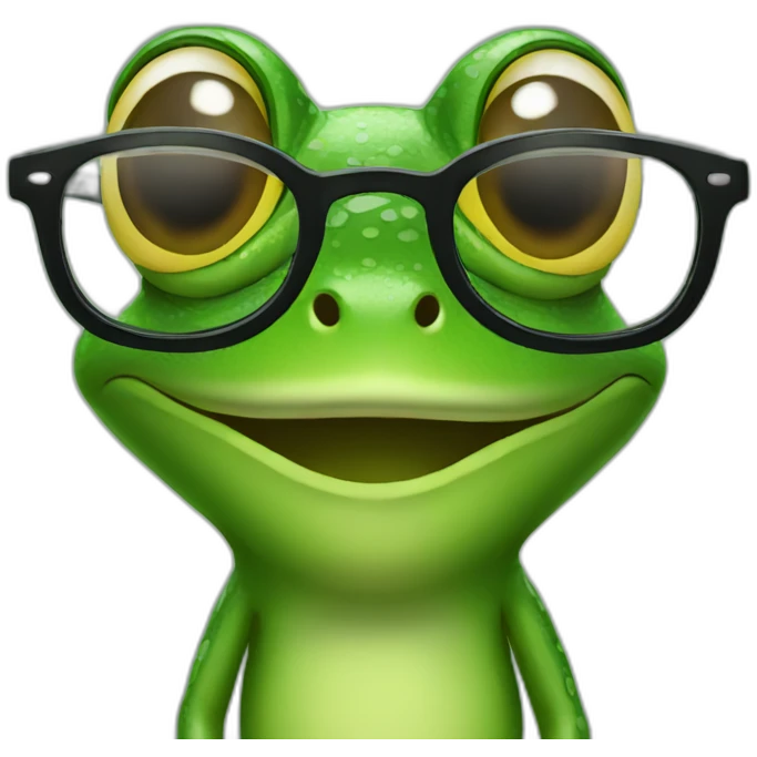 Frog wearing frame glasses emoji