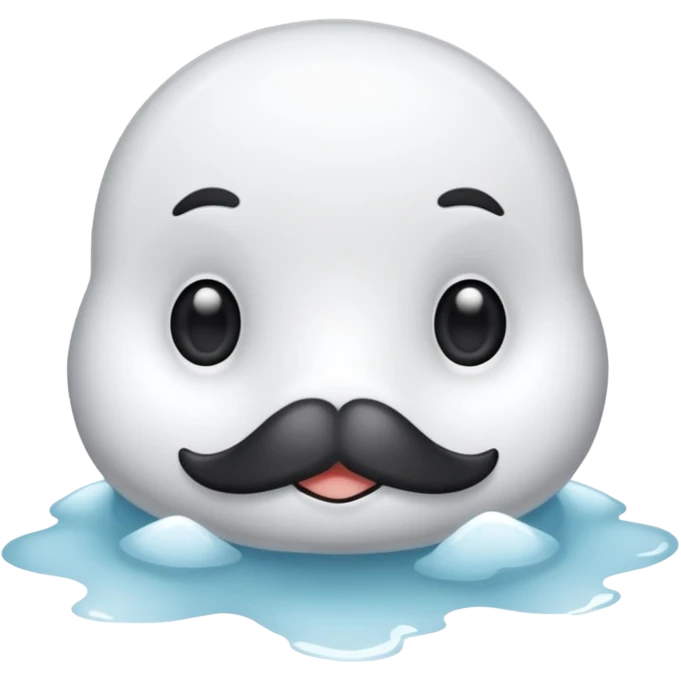 Esta es una imagen de una cría de foca arpa (conocida como whitecoat) descansando sobre el hielo.Es prácticamente una esfera perfecta de pelaje blanco y esponjoso.Tiene ojos oscuros, una nariz negra pequeña y bigotes largos que resaltan sobre su cara clara emoji