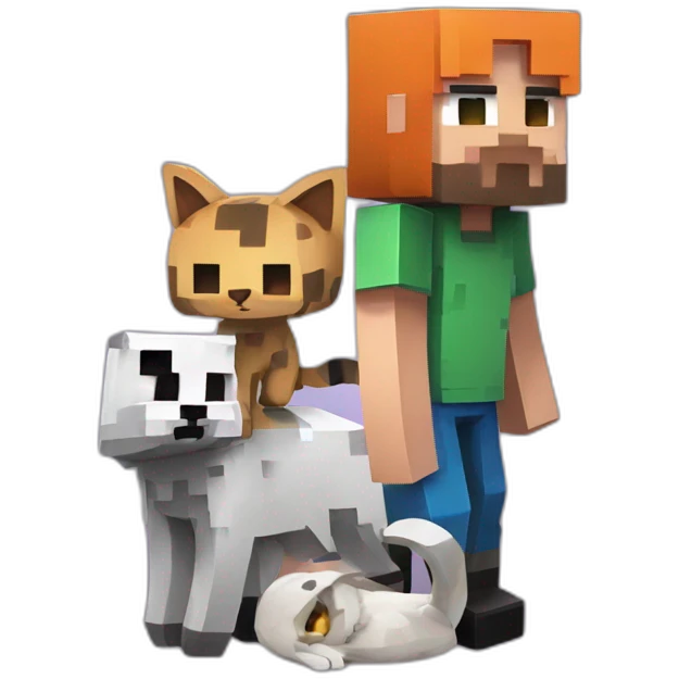 Minecraft character with a dead cat emoji