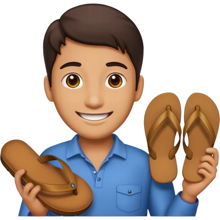 Smile, emoji, holding a chappal emoji