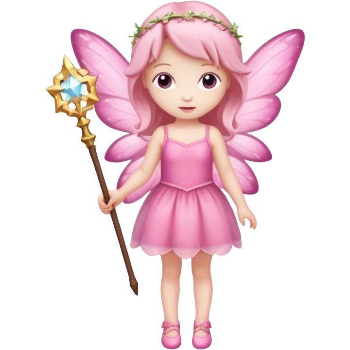 full body of little pink fairy emoji