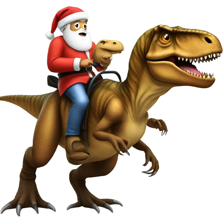 Santa riding a T. rex emoji