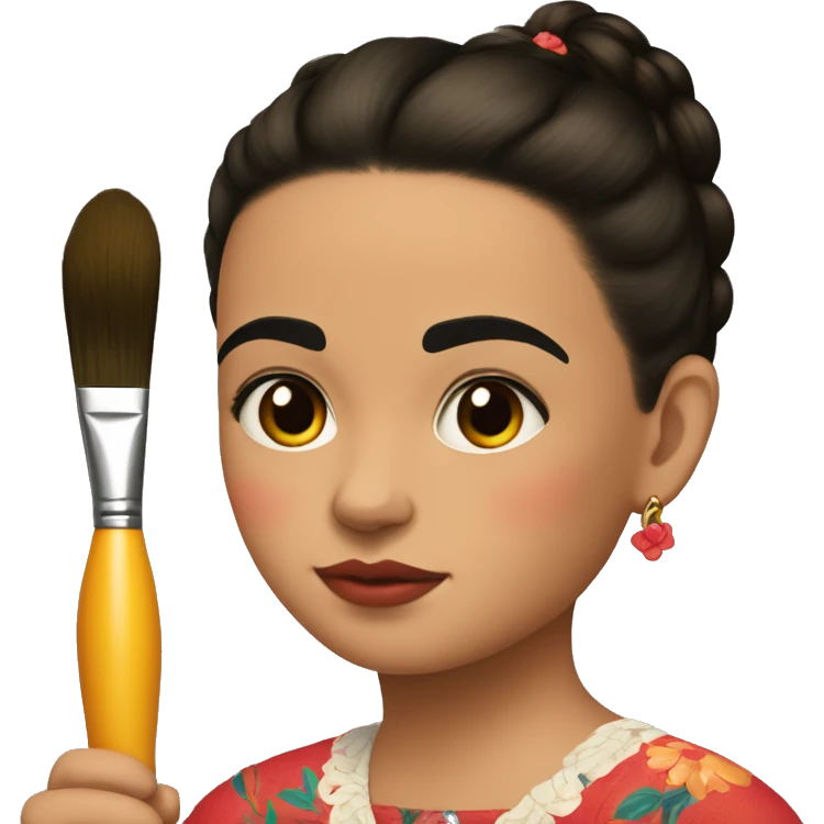 frida calo as a kid with paintbrush emoji