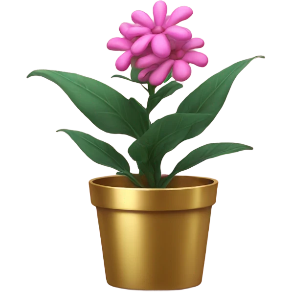 Pink plant in gold pot emoji