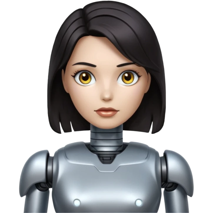female robot with dark hair emoji