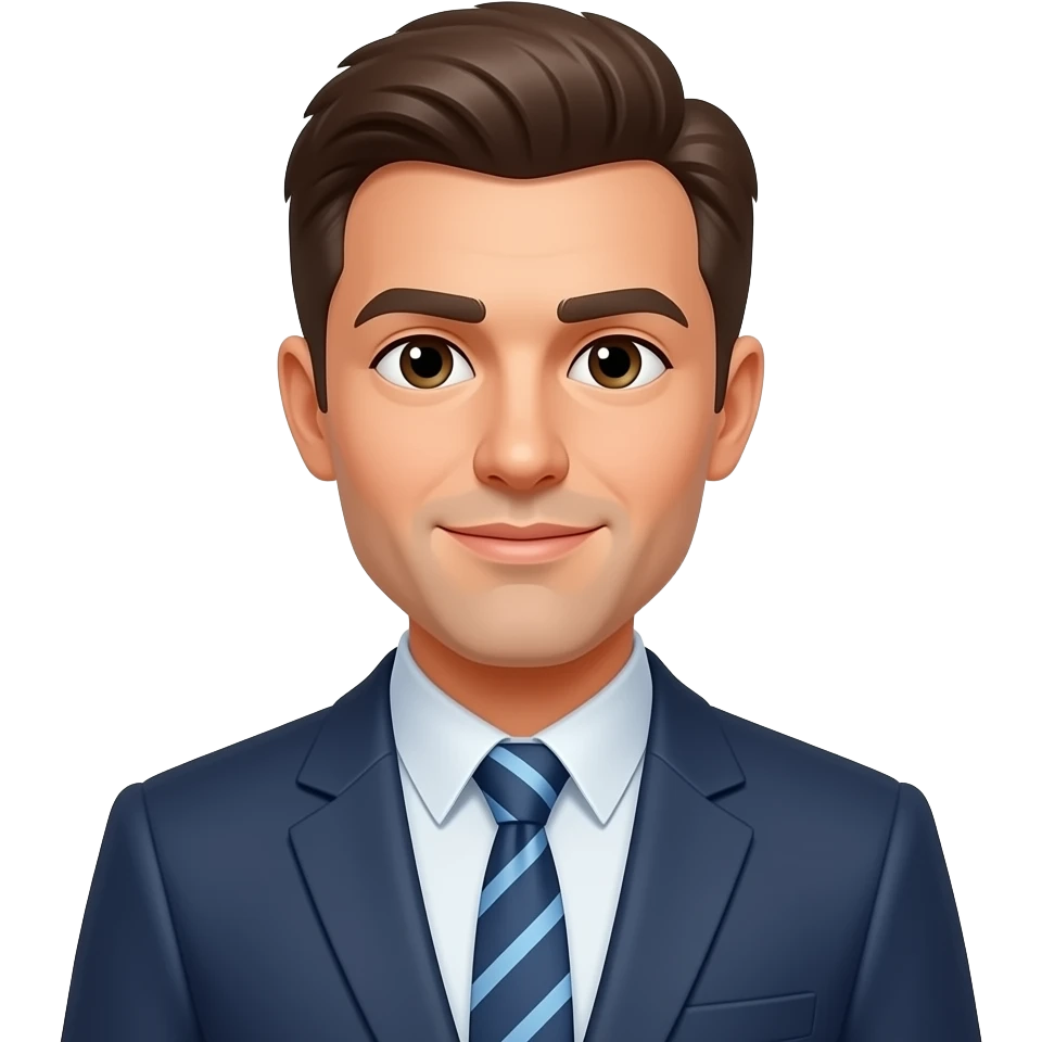 male operations manager, half body emoji