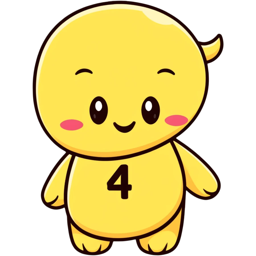 cute number 4 character winking emoji