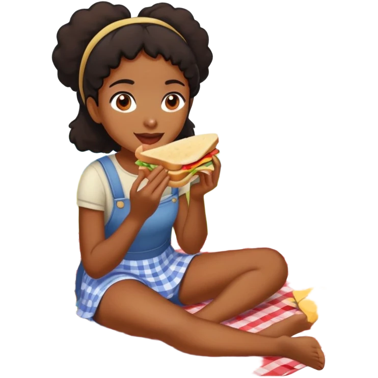 Black girl having a picnic emoji