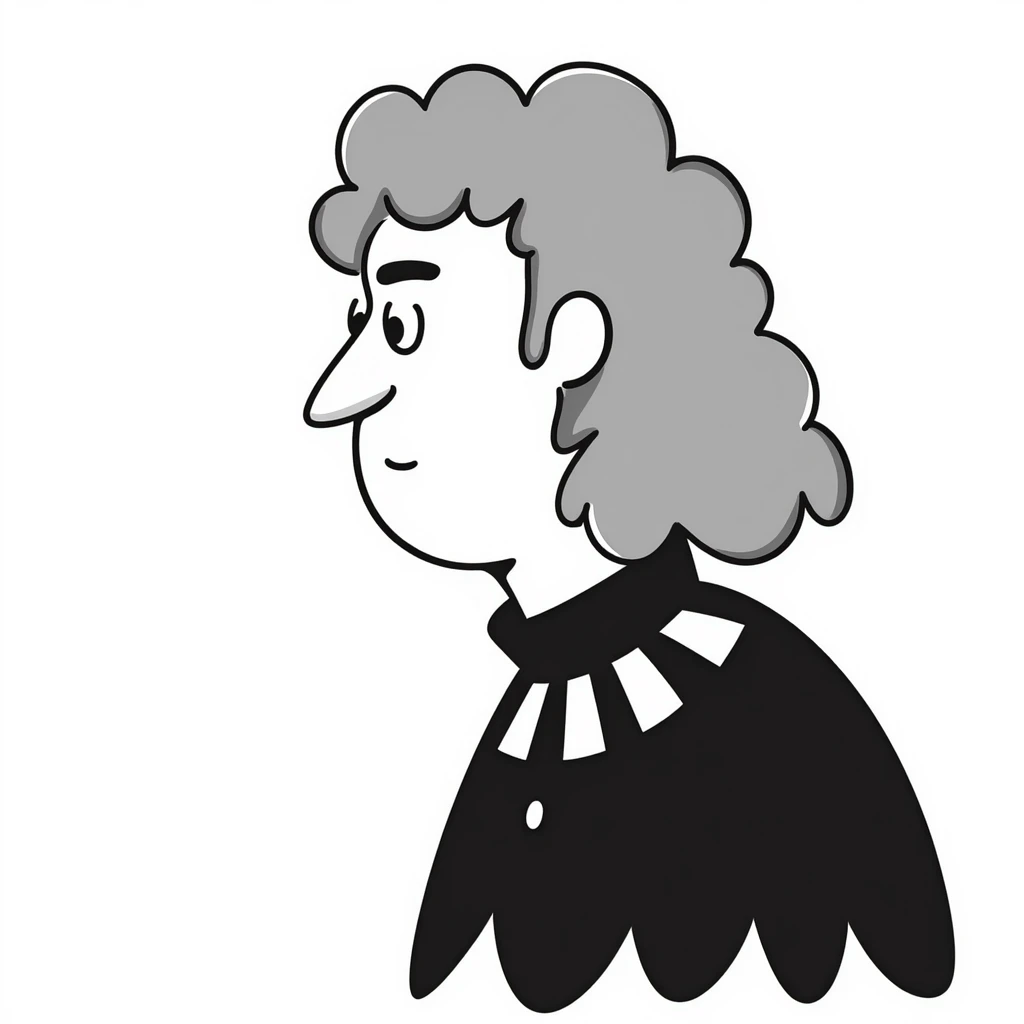 profile portrait of an Egyptian historian with long curly grey hair, wearing an Egyptian cloak, large aquiline nose emoji