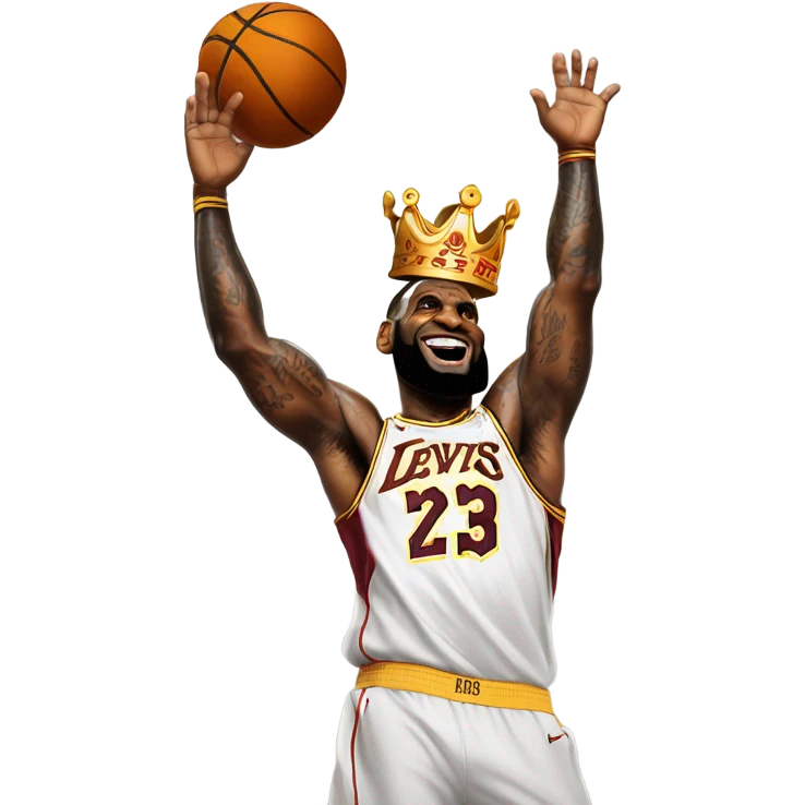 Lebron James wearing a crown dunking emoji