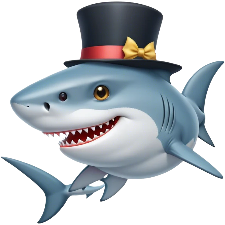 Shark with a top hat emoji