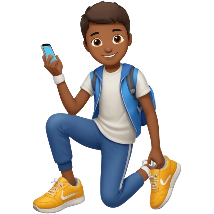 emoji- of a boy putting on his sneakers emoji