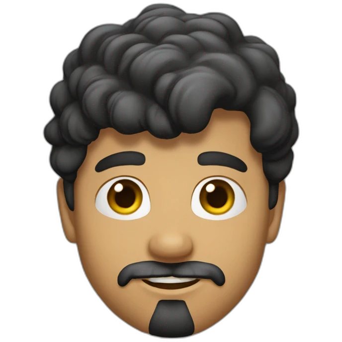 25-year-old man, brunette, wears full goatee, wears a low tuft emoji