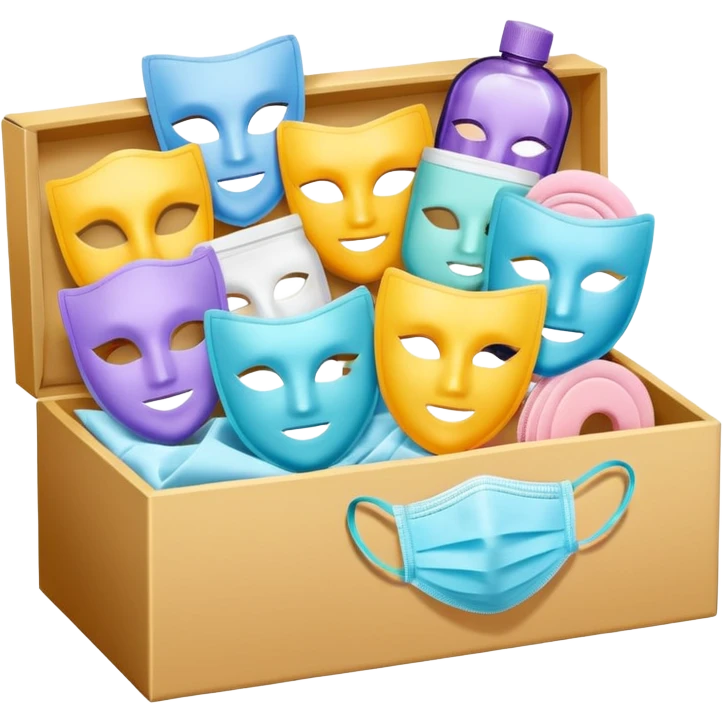 a beauty box of skincare mask packs emoji