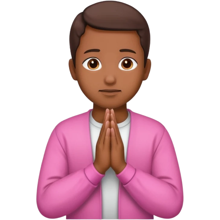 Brown praying hands with pink sleeves emoji