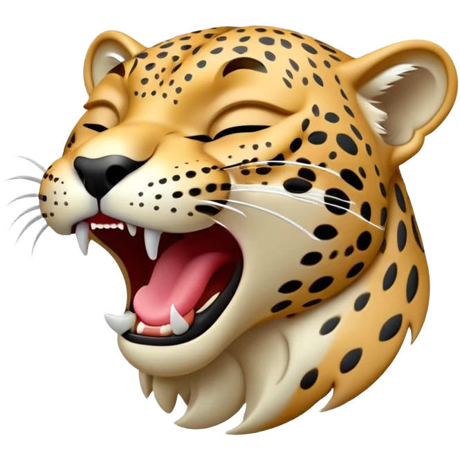 cinematic-realistic-yawning-jaguar-portrait-emoji,-head-tilted-slightly-with-a-dramatic,-wide-open-yawn,-showcasing-a-lithe,-graceful-build-with-distinctive-rosette-patterns-and-sleepy,-half-closed-eyes,-simplified-yet-irresistibly-adorable emoji