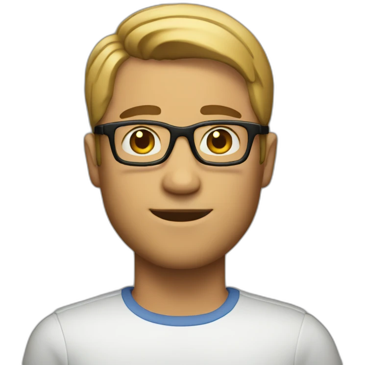 Dark blond guy with a buzz-haircut and glasses and a really short beard emoji